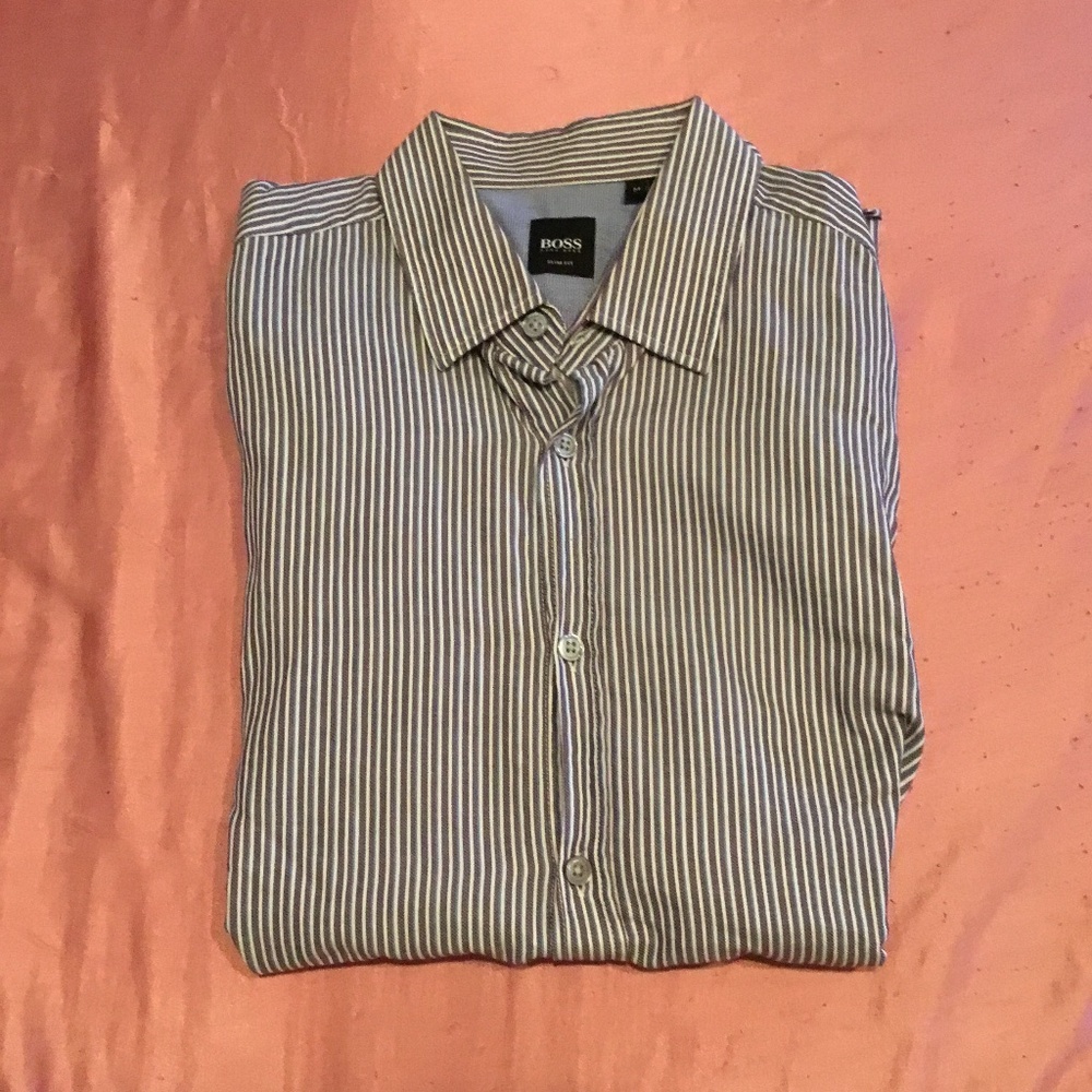 Boss Slim Fit Button Up Long Sleeve Sz M